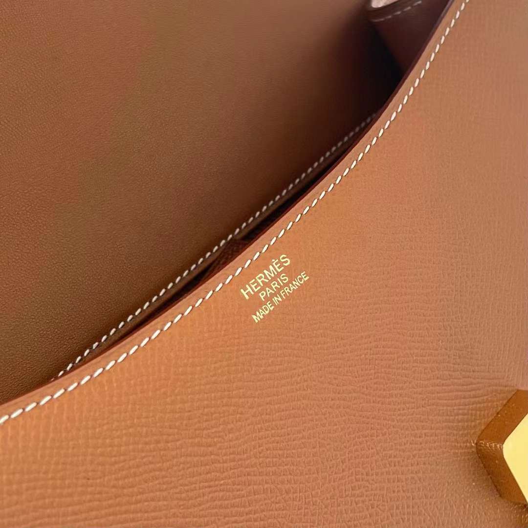 Hermès（爱马仕）Constance 空姐包 Epsom Ck37 金棕色 金扣 1-24cm 全手工蜡线缝制 Ghw