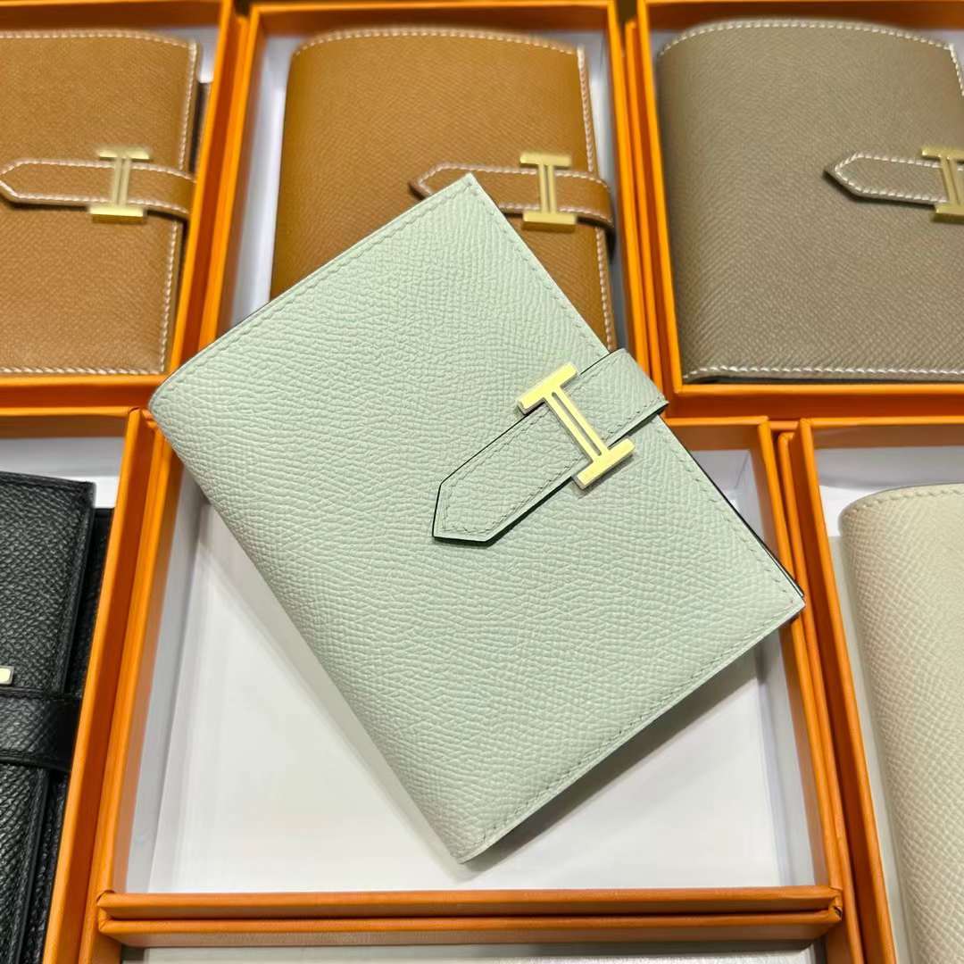Hermès（爱马仕）Bearn Short 短款钱包 Epsom 进口手掌纹皮 0S 气泡绿 金扣 全手工蜡线缝制