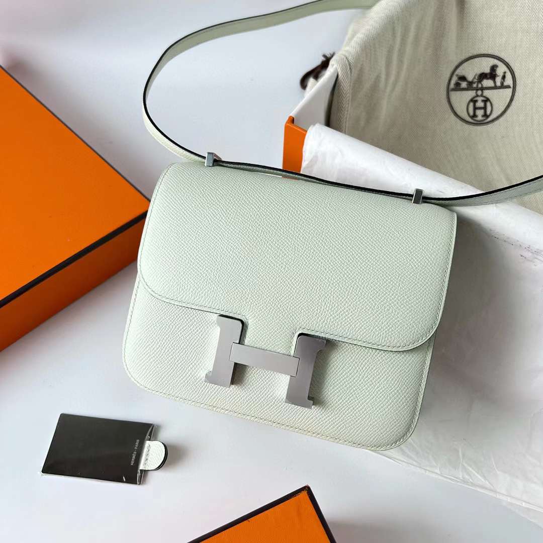Hermès（爱马仕）Constance 空姐包 镜子款 Epsom 0S 气泡绿 银扣 1-19cm 全手工蜡线缝制 Phw
