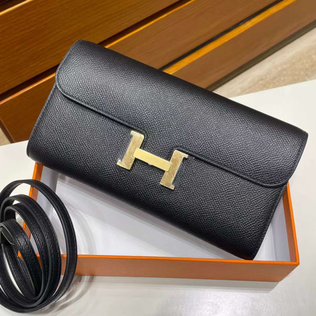 Hermès（爱马仕）Constance to go epsom ck89 黑色 金扣 20cm 全手工蜡线缝制