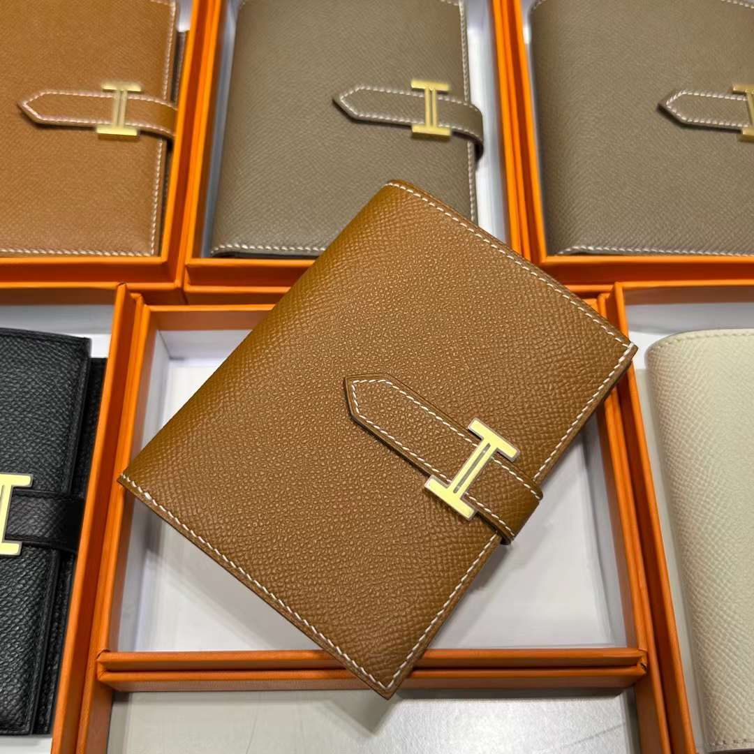 Hermès（爱马仕）Bearn Short 短款钱包 Epsom 进口手掌纹皮 Ck37 金棕色 金扣 全手工蜡线缝制