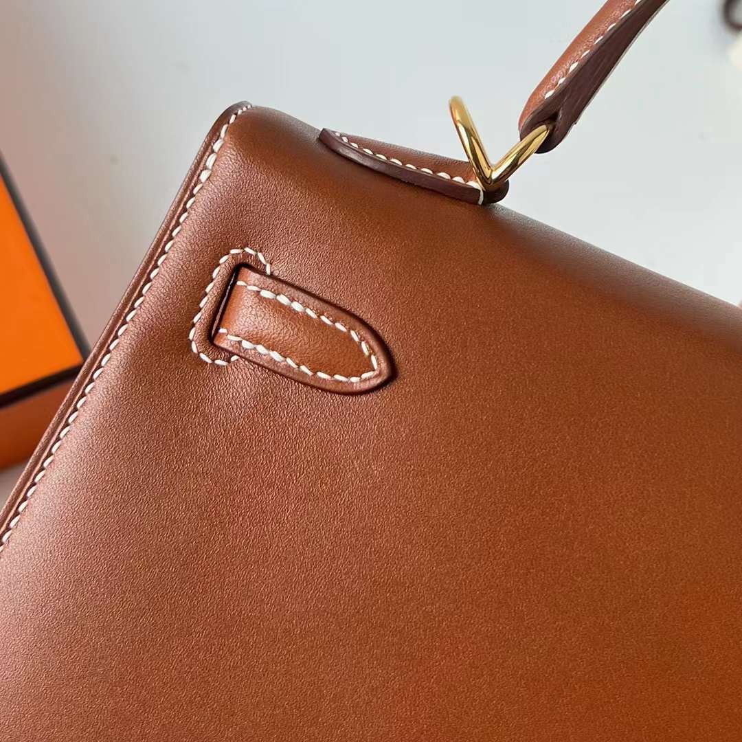 Hermès（爱马仕）Kelly 凯莉包 Sellier Barenia 外缝平纹马鞍皮 34 原始色 金扣 25cm 全手工蜡线缝制 Ghw