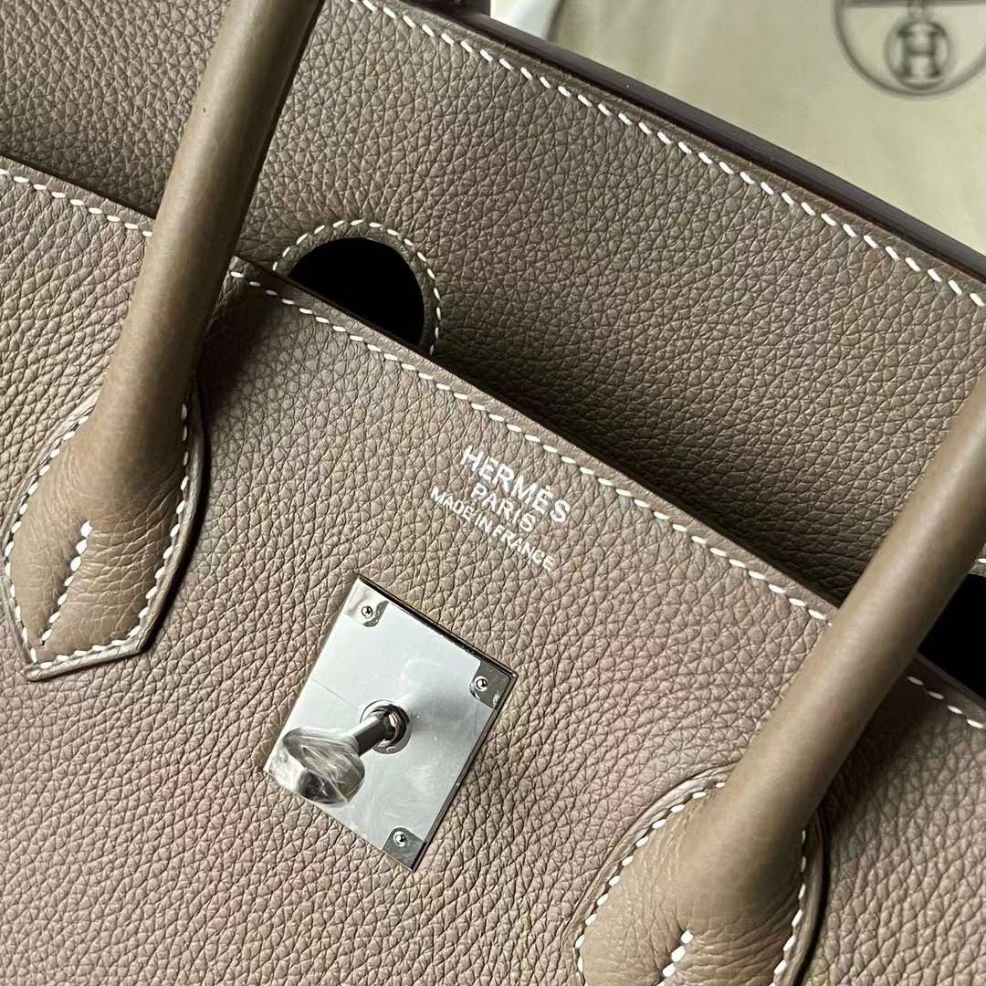 Hermès（爱马仕）Birkin 铂金包 Togo皮 进口德国小牛皮 Ck18 大象灰 银扣 35cm 全手工蜡线缝制 Phw