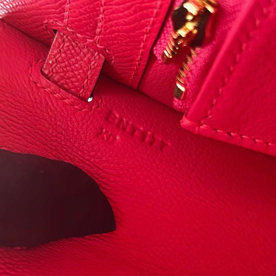 Hermès（爱马仕）Kelly 凯莉包 Epsom 进口德国手掌纹 i6 极致粉 金扣 25cm 全手工蜡线缝制 Ghw