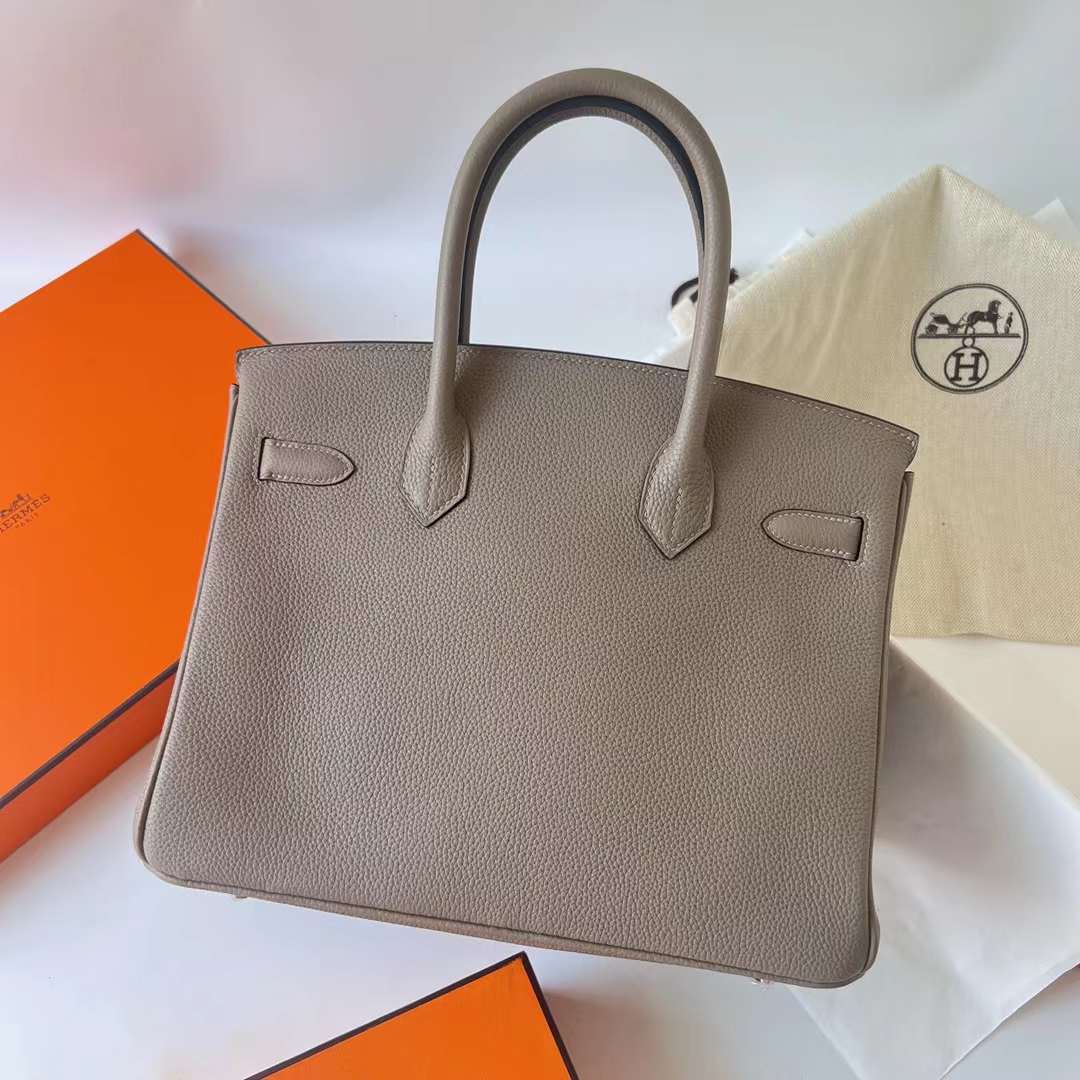 Hermès（爱马仕）Birkin 铂金包 Togo皮 进口顶级小牛皮 M8 沥青灰 银扣 30cm 全手工蜡线缝制 Phw
