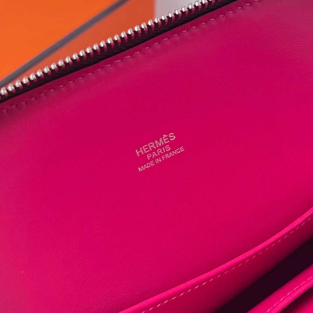 Hermès（爱马仕）Bolide 保龄球包 Evercolor D0 马鞍红 内拼 玫红 银扣 25cm 全手工缝制 Phw