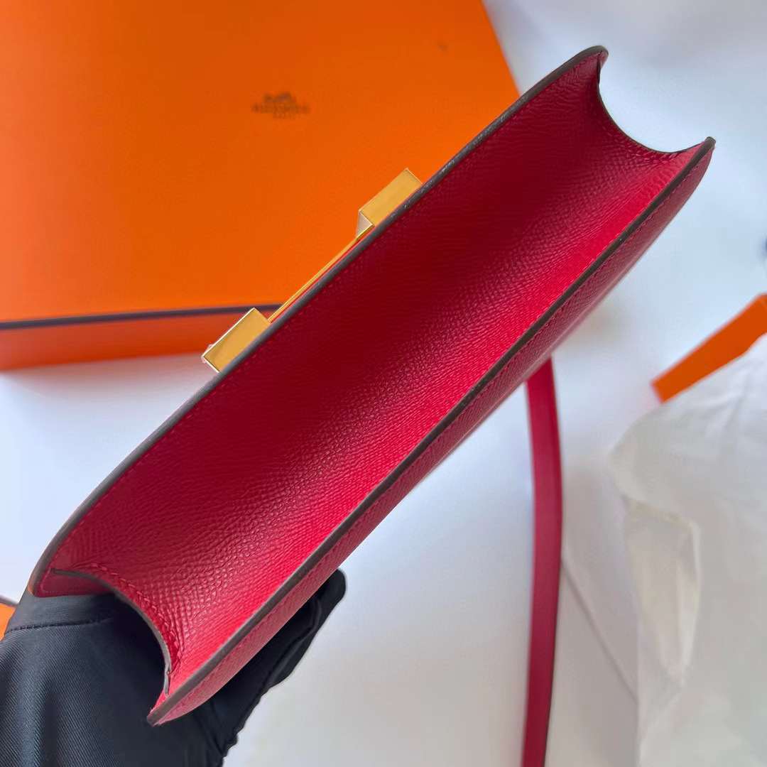 Hermès（爱马仕）Constance 空姐包 Epsom Q5 国旗红 金扣 1-24cm 全手工蜡线缝制 Ghw