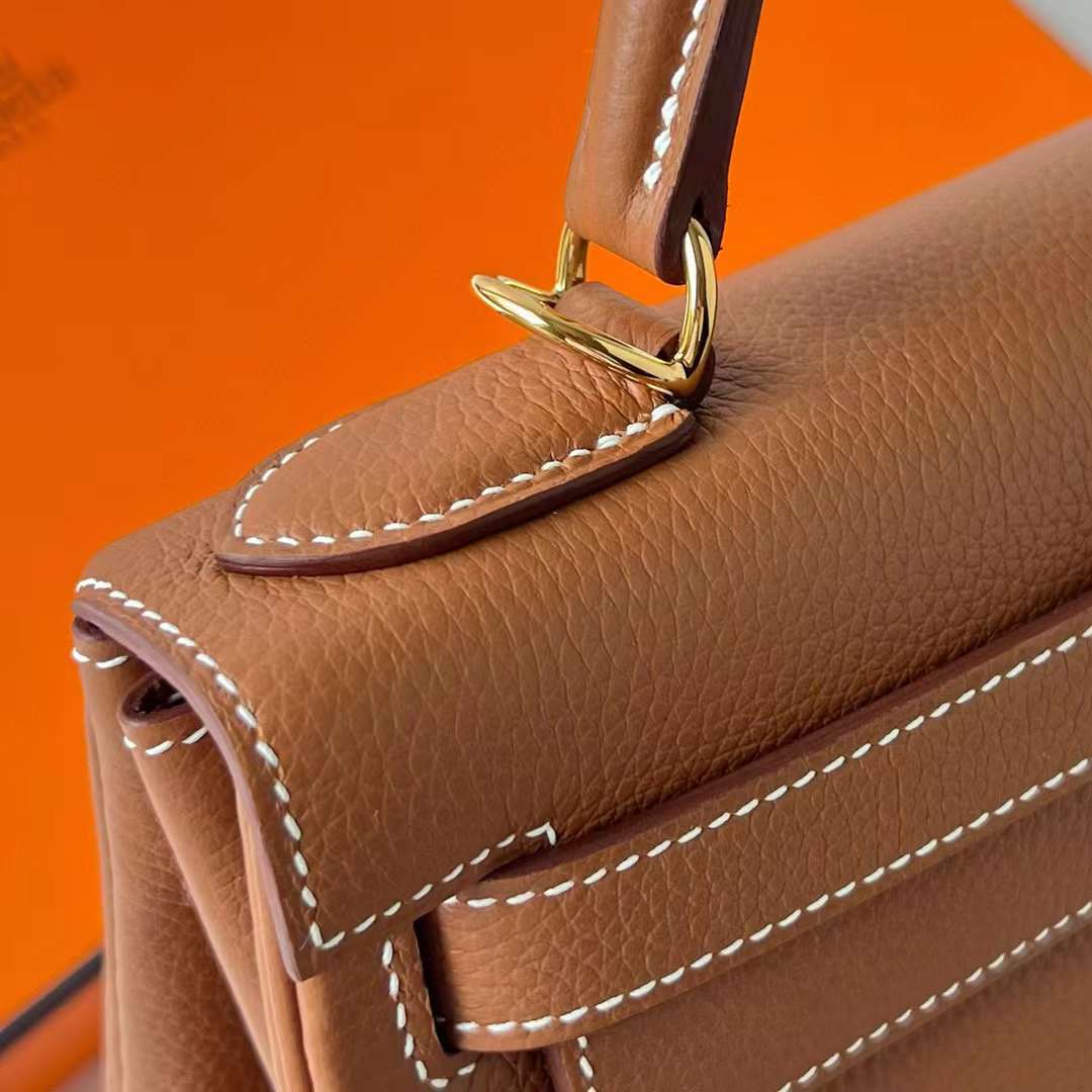 Hermès（爱马仕）Kelly 凯莉包 Togo皮 Ck37 金棕色 金扣 28cm 全手工蜡线缝制 Ghw