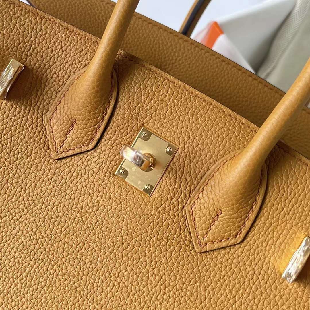 Hermès（爱马仕）Birkin 铂金包 Togo皮 进口德国小牛皮 2S 芝麻色 金扣 25cm 全手工蜡线缝制 Ghw