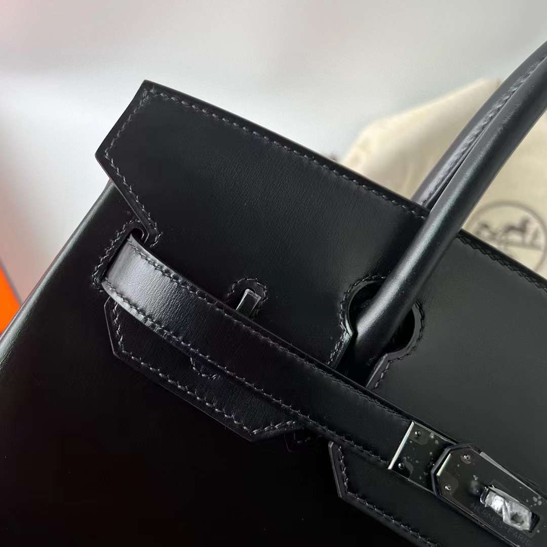 Hermès（爱马仕）Birkin 铂金包 Boxcalf So Black Ck89 黑色 黑扣 30cm 全手工蜡线缝制