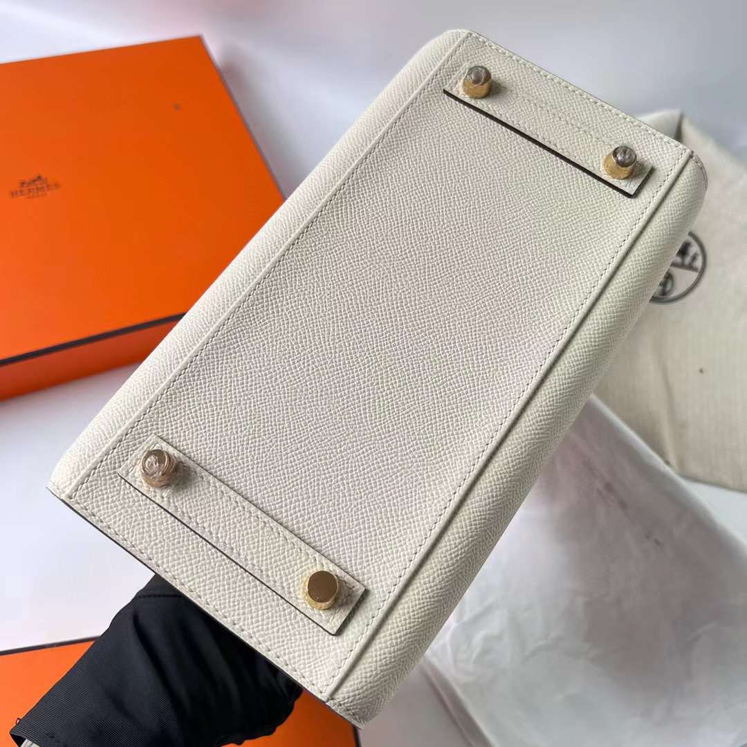 Hermès（爱马仕）Birkin 铂金包 Sellier Epsom I2 奶油白 金扣 25cm 全手工蜡线缝制 Ghw