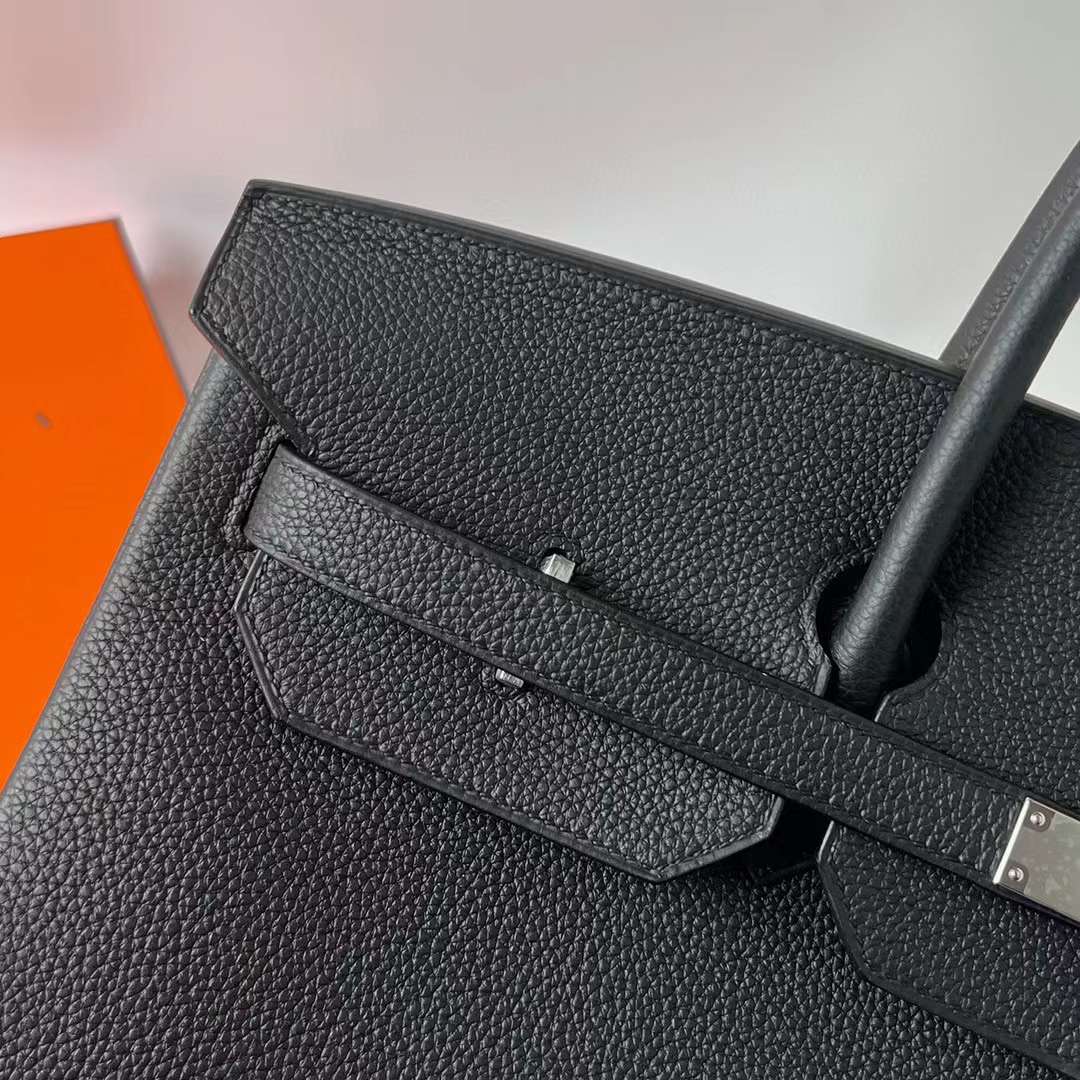 Hermès（爱马仕）Birkin 铂金包 Togo皮 进口德国小牛皮 Ck89 黑色 银扣 40cm 全手工蜡线缝制 Phw