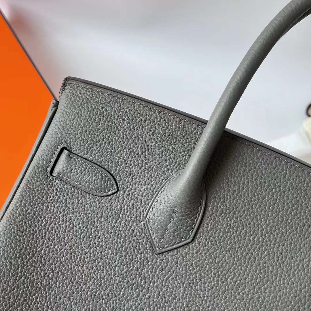 Hermès（爱马仕）Birkin 铂金包 Togo皮 进口顶级小牛皮 0L 积雨云灰 金扣 30cm 全手工蜡线缝制 Ghw