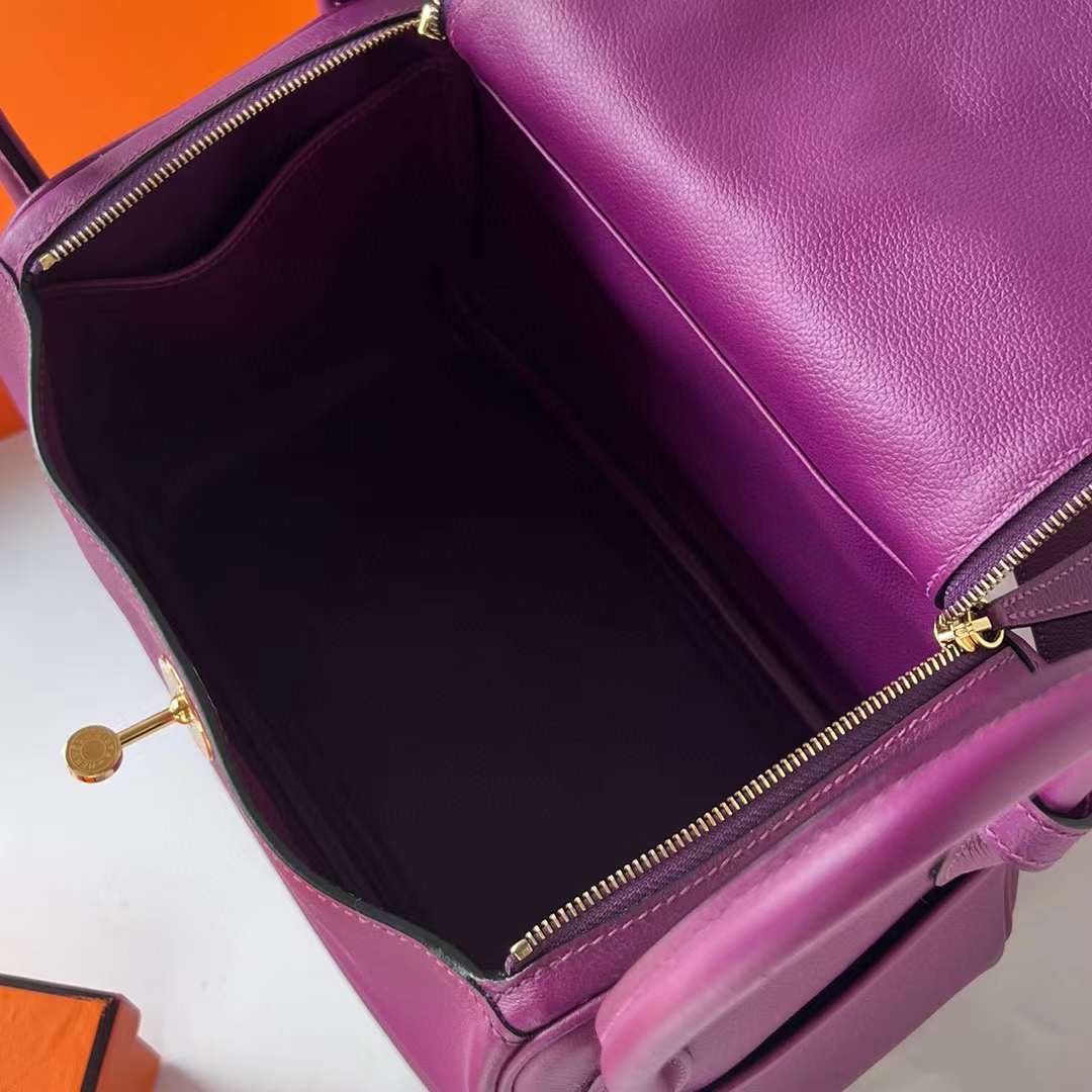 Hermès（爱马仕）Lindy 琳迪包 Swift P9 海葵紫 金扣 26cm 全手工蜡线缝制 Ghw