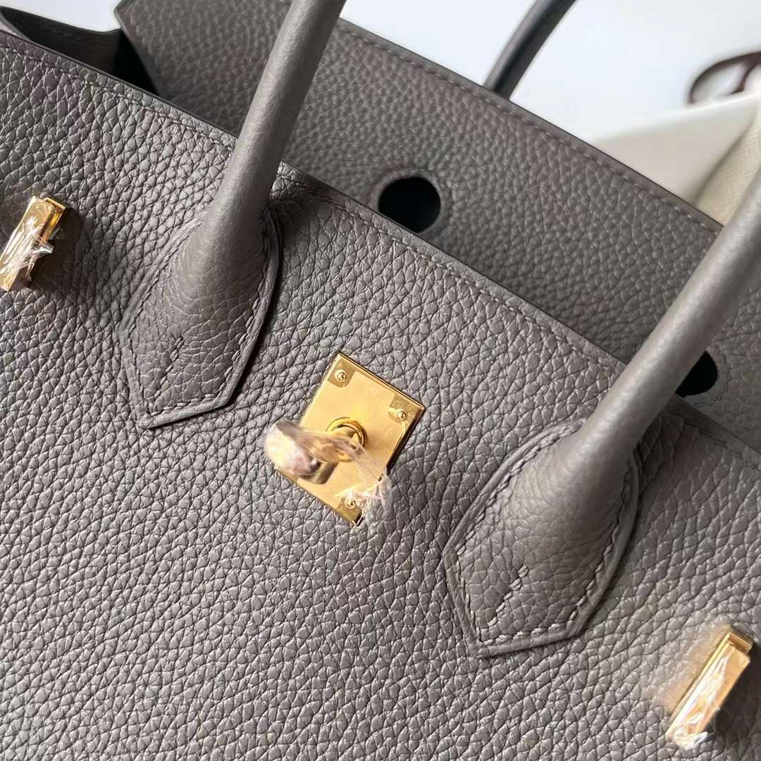 Hermès（爱马仕）Birkin 铂金包 Togo皮 进口德国小牛皮 8F 锡器灰 金扣 25cm 全手工蜡线缝制 Ghw