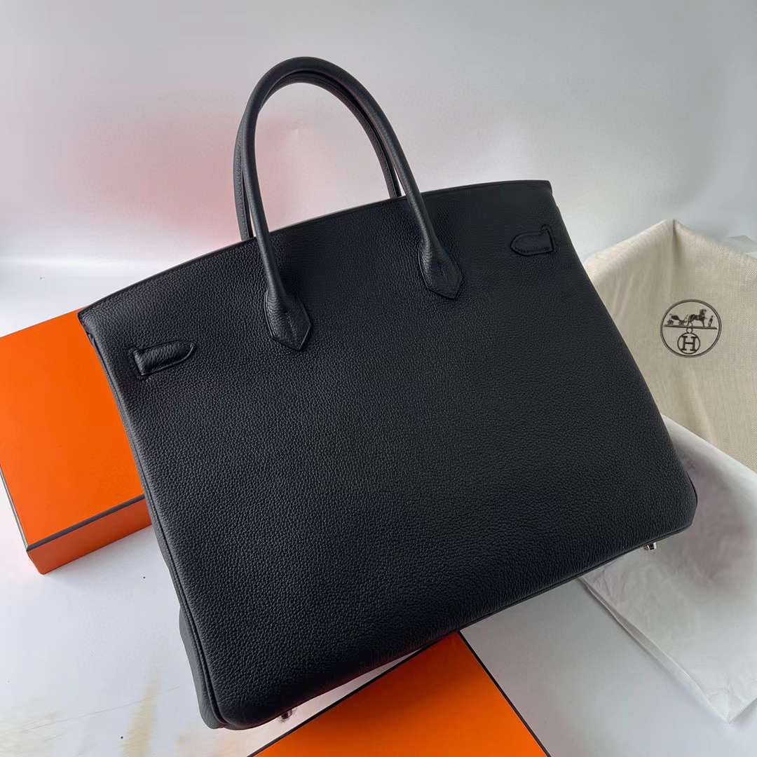 Hermès（爱马仕）Birkin 铂金包 Togo皮 进口德国小牛皮 Ck89 黑色 银扣 40cm 全手工蜡线缝制 Phw