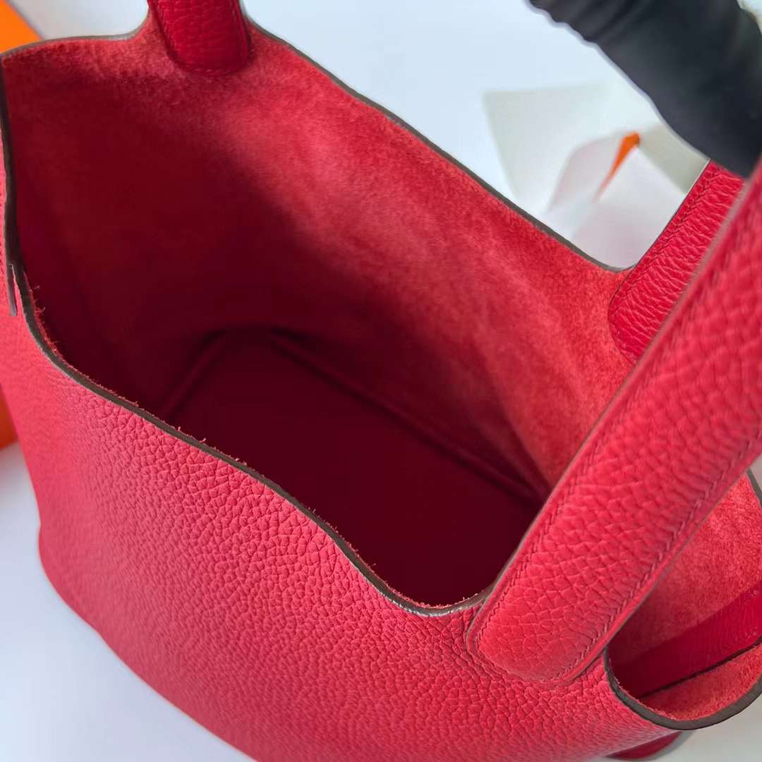 Hermès（爱马仕）Picotin 菜篮子 Clemence（御用原厂进口tc皮）Q5 国旗红 金扣 18cm 全手工蜡线缝制 Ghw
