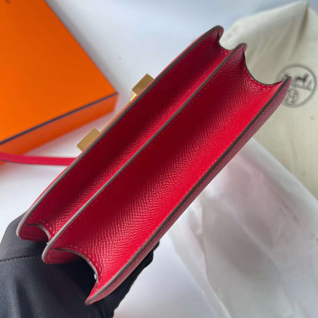 Hermès（爱马仕）Constance 空姐包 Epsom Q5 国旗红 金扣 1-19cm 全手工蜡线缝制 Ghw