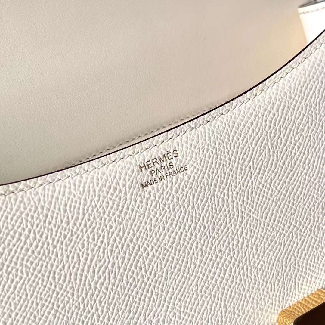 Hermès（爱马仕）Constance 空姐包 Epsom I2 奶油白 金扣 1-24cm 全手工蜡线缝制 Ghw