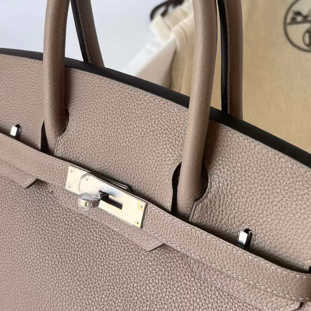 Hermès（爱马仕）Birkin 铂金包 Togo皮 进口顶级小牛皮 M8 沥青灰 银扣 30cm 全手工蜡线缝制 Phw