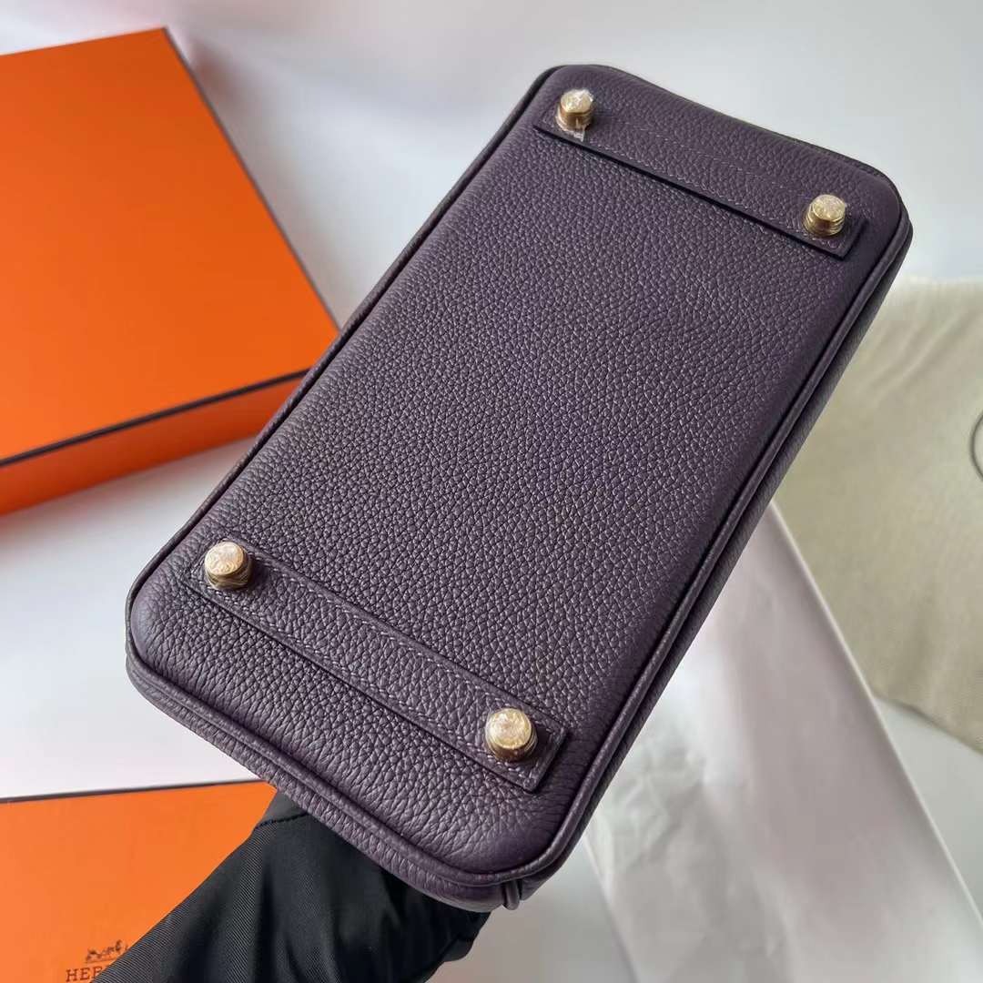Hermès（爱马仕）Birkin 铂金包 Togo皮 进口德国小牛皮 59 葡萄紫 金扣 25cm 全手工蜡线缝制 Ghw