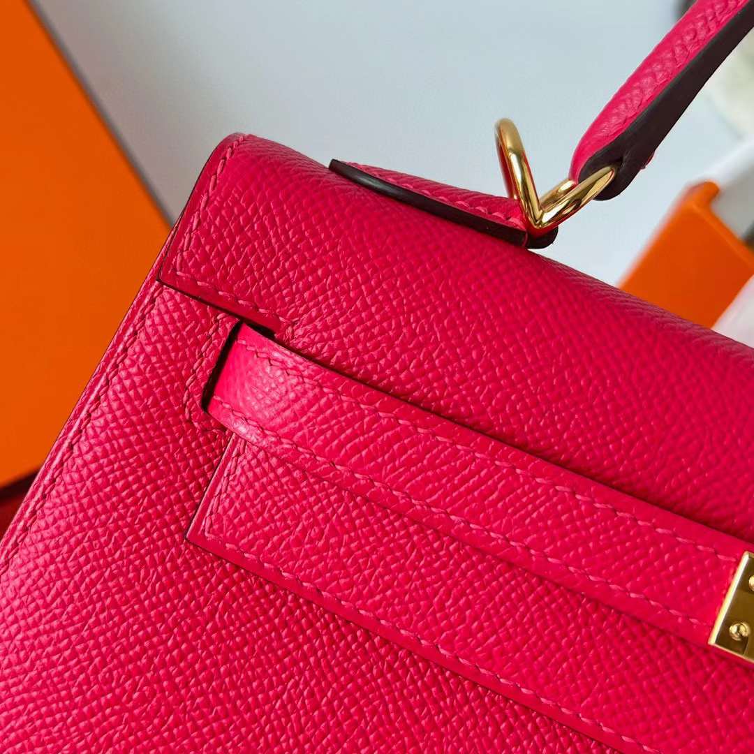 Hermès（爱马仕）Kelly 凯莉包 Epsom 进口德国手掌纹 i6 极致粉 金扣 25cm 全手工蜡线缝制 Ghw