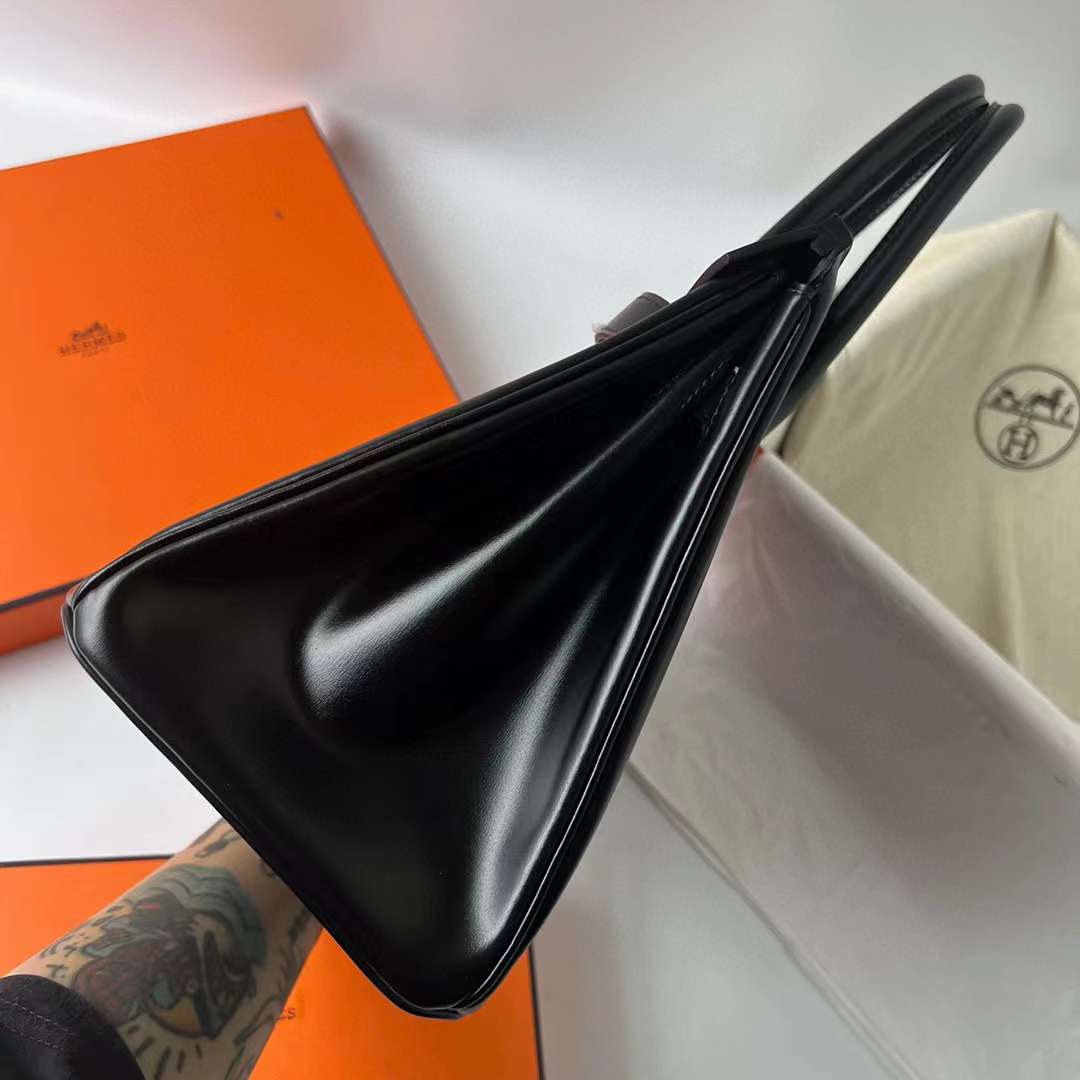 Hermès（爱马仕）Birkin 铂金包 Boxcalf So Black Ck89 黑色 黑扣 30cm 全手工蜡线缝制