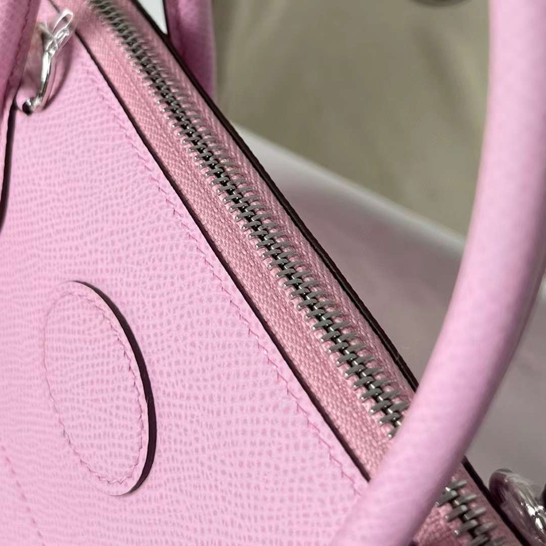Hermès（爱马仕）Bolide 保龄球包 Epsom 进口手掌纹 X9 锦葵紫 银扣 27cm 全手工缝制 Phw