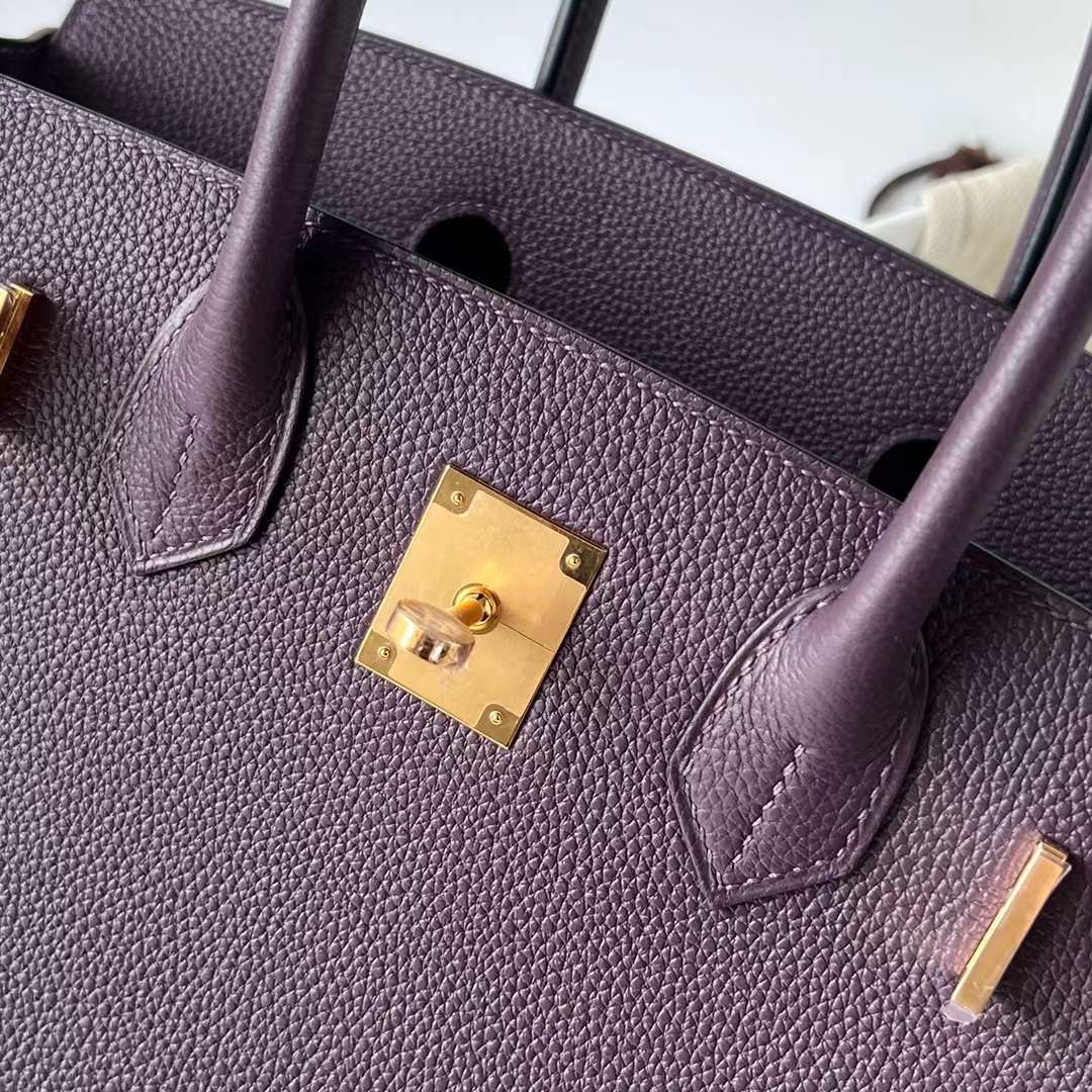 Hermès（爱马仕）Birkin 铂金包 Togo皮 进口顶级小牛皮 Ck59 葡萄紫 金扣 30cm 全手工蜡线缝制 Ghw