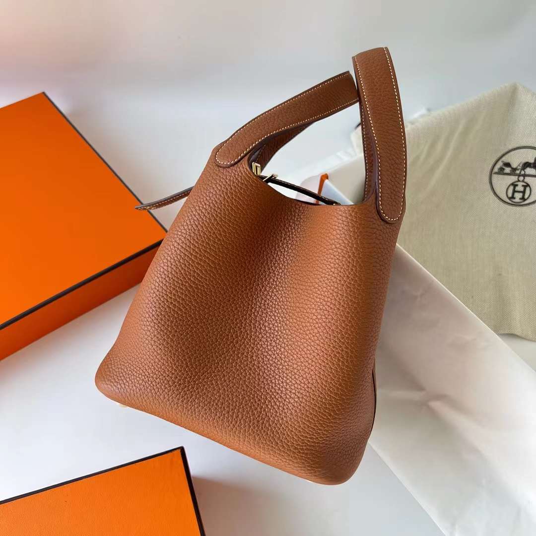 Hermès（爱马仕）Picotin 菜篮子 Clemence（御用原厂进口tc皮）Ck37 金棕色 金扣 18cm 全手工蜡线缝制 Ghw