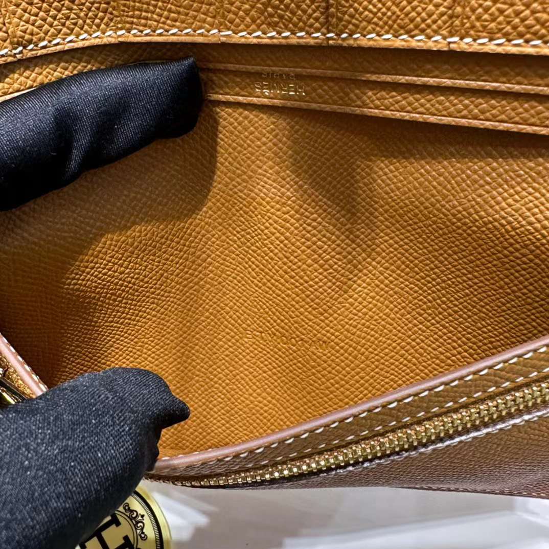 Hermès（爱马仕）Bearn 长款钱包 Epsom 进口手掌纹皮 Ck37 金棕色 金扣 全手工蜡线缝制