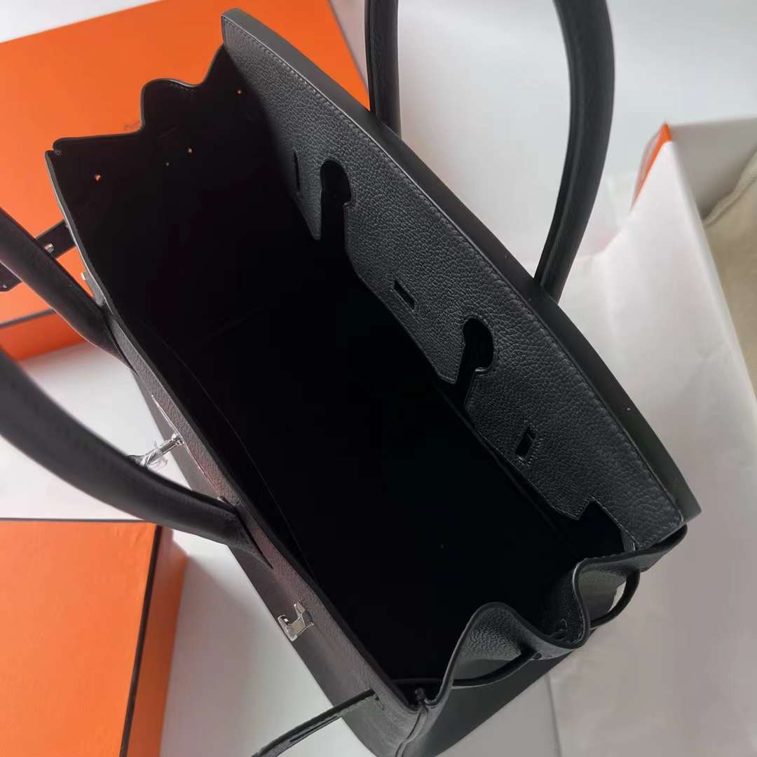 Hermès（爱马仕）Birkin 铂金包 Togo皮 进口顶级小牛皮 Ck89 黑色 银扣 30cm 全手工蜡线缝制 Phw