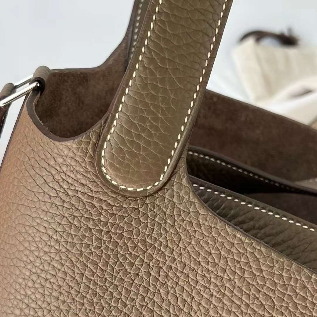 Hermès（爱马仕）Picotin 菜篮子 Clemence（御用原厂进口tc皮）Ck18 大象灰 银扣 18cm 全手工蜡线缝制 Phw