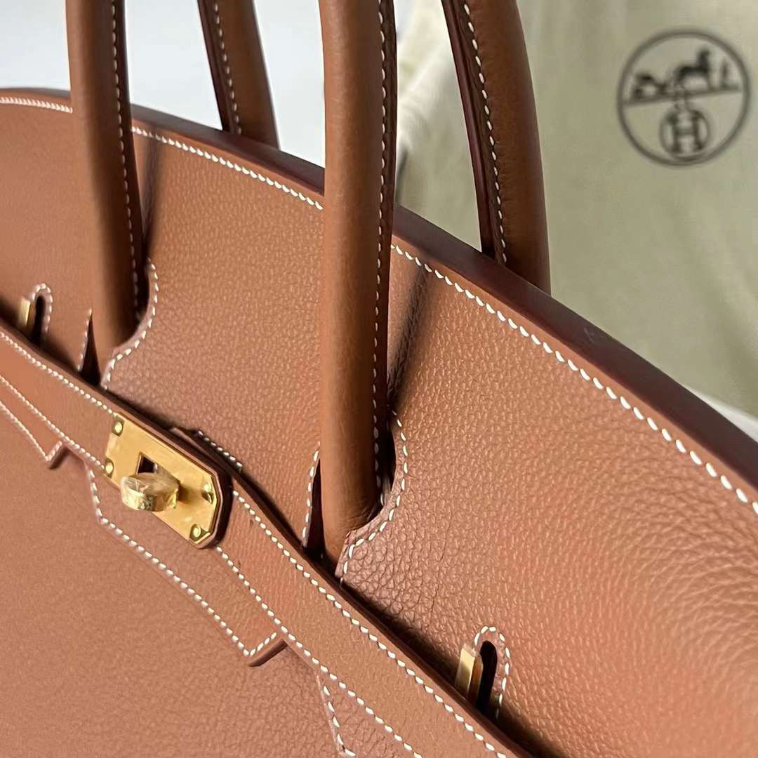Hermès（爱马仕）Birkin 铂金包 Togo皮 进口德国小牛皮 Ck37 金棕色 金扣 35cm 全手工蜡线缝制 Ghw