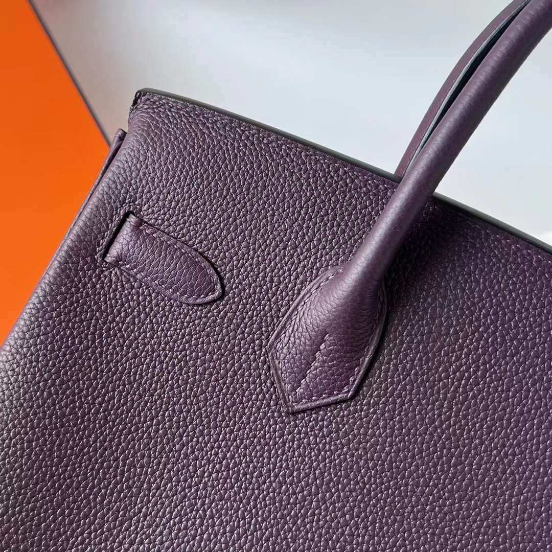 Hermès（爱马仕）Birkin 铂金包 Togo皮 进口顶级小牛皮 Ck59 葡萄紫 金扣 30cm 全手工蜡线缝制 Ghw