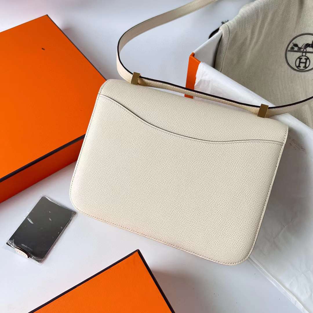 Hermès（爱马仕）Constance 空姐包 Epsom I2 奶油白 金扣 1-24cm 全手工蜡线缝制 Ghw