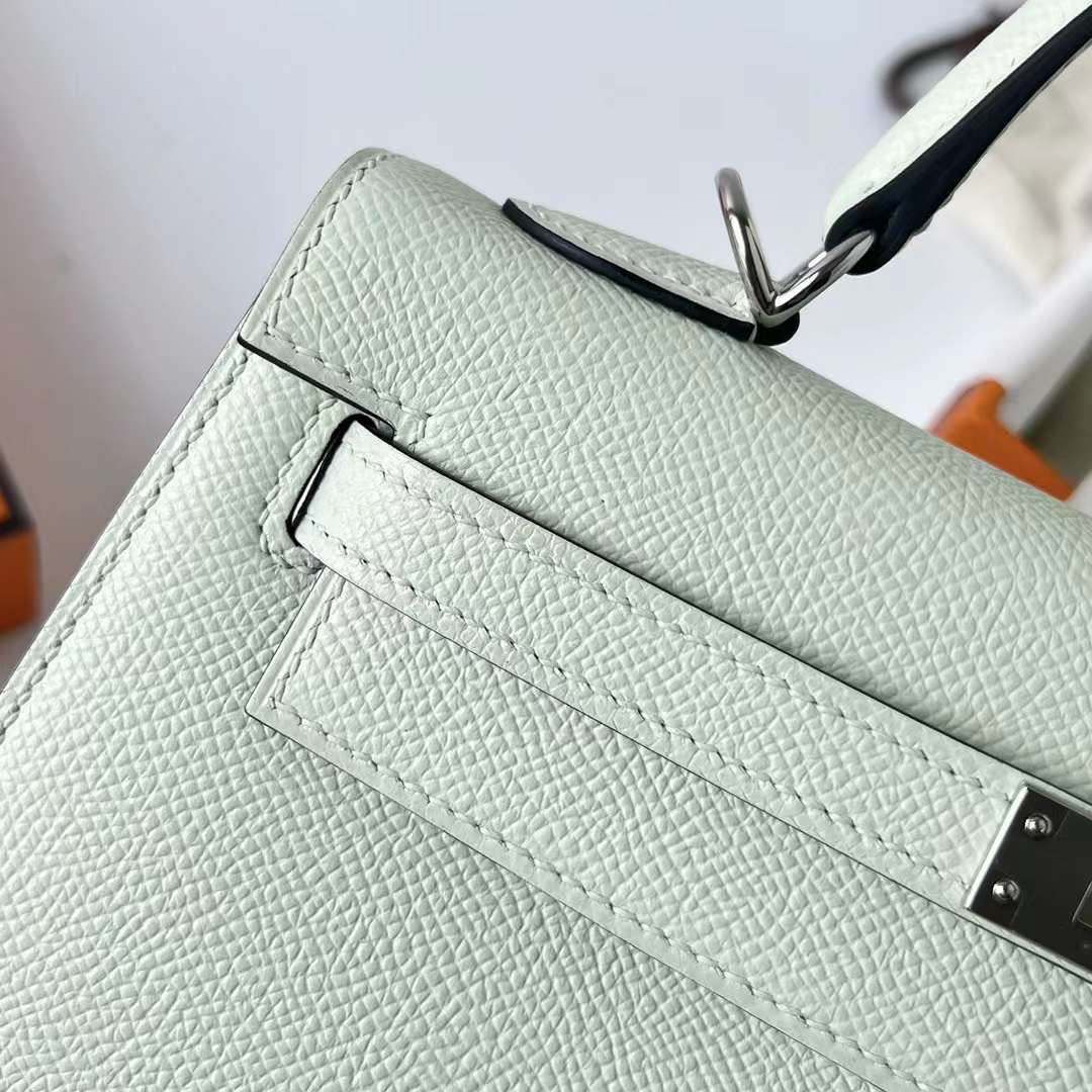 Hermès（爱马仕）Kelly 凯莉包 Epsom 进口德国手掌纹 0S 气泡绿 银扣 25cm 全手工蜡线缝制 Phw