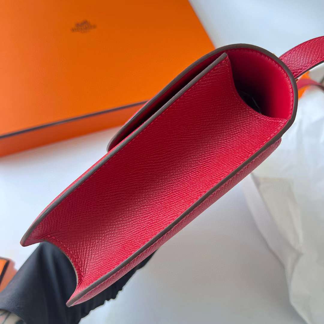 Hermès（爱马仕）Constance 空姐包 Epsom Q5 国旗红 金扣 1-24cm 全手工蜡线缝制 Ghw