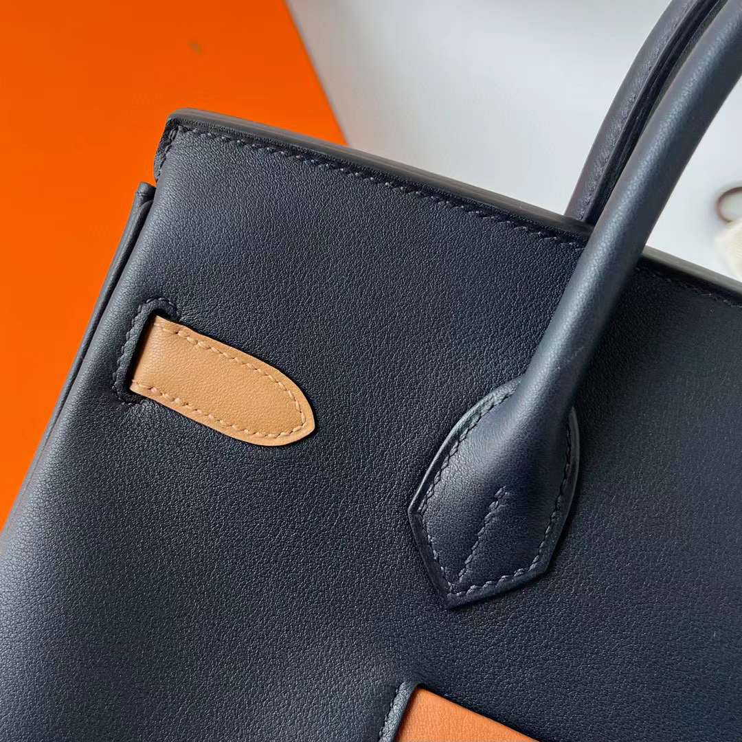Hermès（爱马仕）Birkin 铂金包 Swift Colormatic 口袋包 2Z 午夜蓝 金扣 30cm 全手工蜡线缝制 Ghw