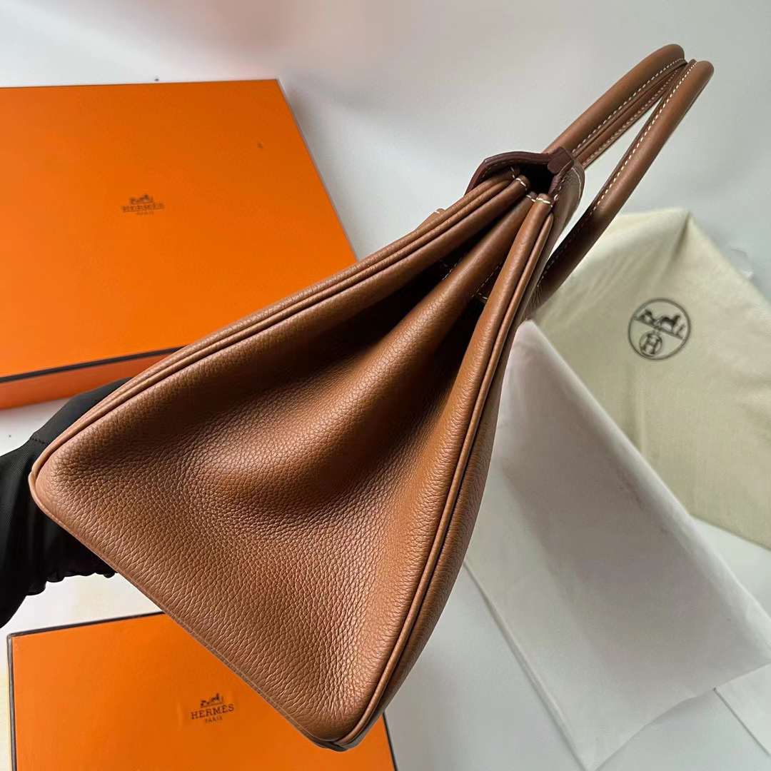 Hermès（爱马仕）Birkin 铂金包 Togo皮 进口德国小牛皮 Ck37 金棕色 金扣 35cm 全手工蜡线缝制 Ghw