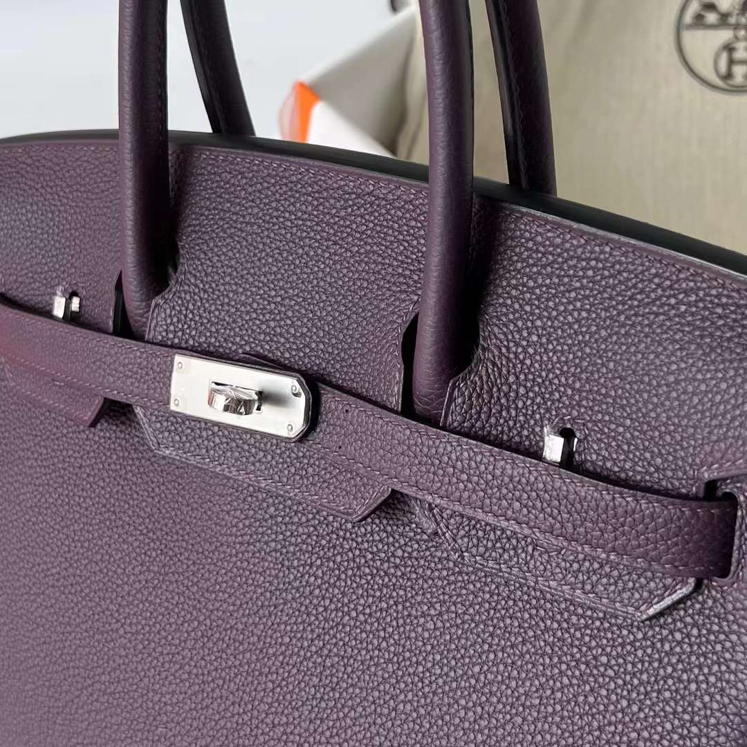 Hermès（爱马仕）Birkin 铂金包 Togo皮 进口顶级小牛皮 Ck59 葡萄紫 银扣 30cm 全手工蜡线缝制 Phw