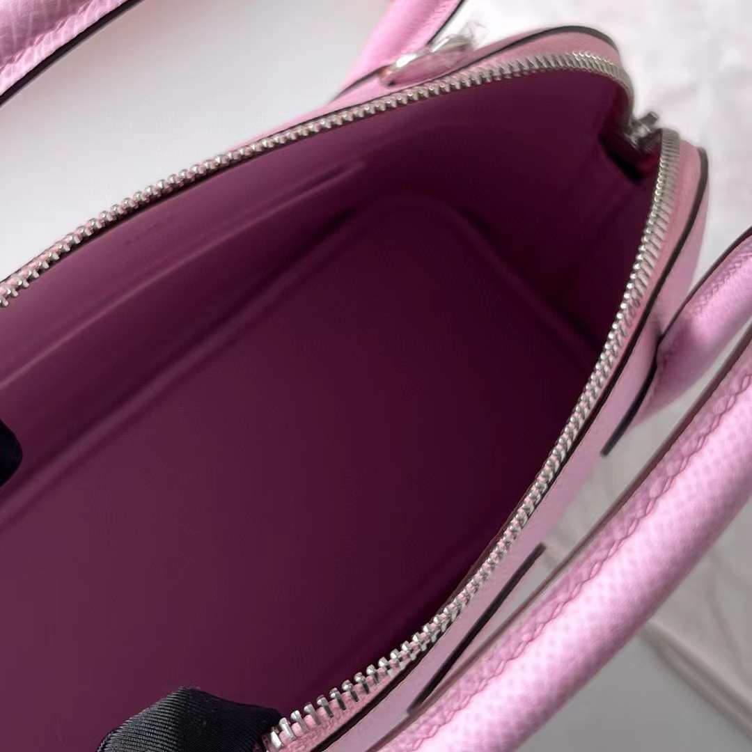 Hermès（爱马仕）Bolide 保龄球包 Epsom 进口手掌纹 X9 锦葵紫 银扣 27cm 全手工缝制 Phw