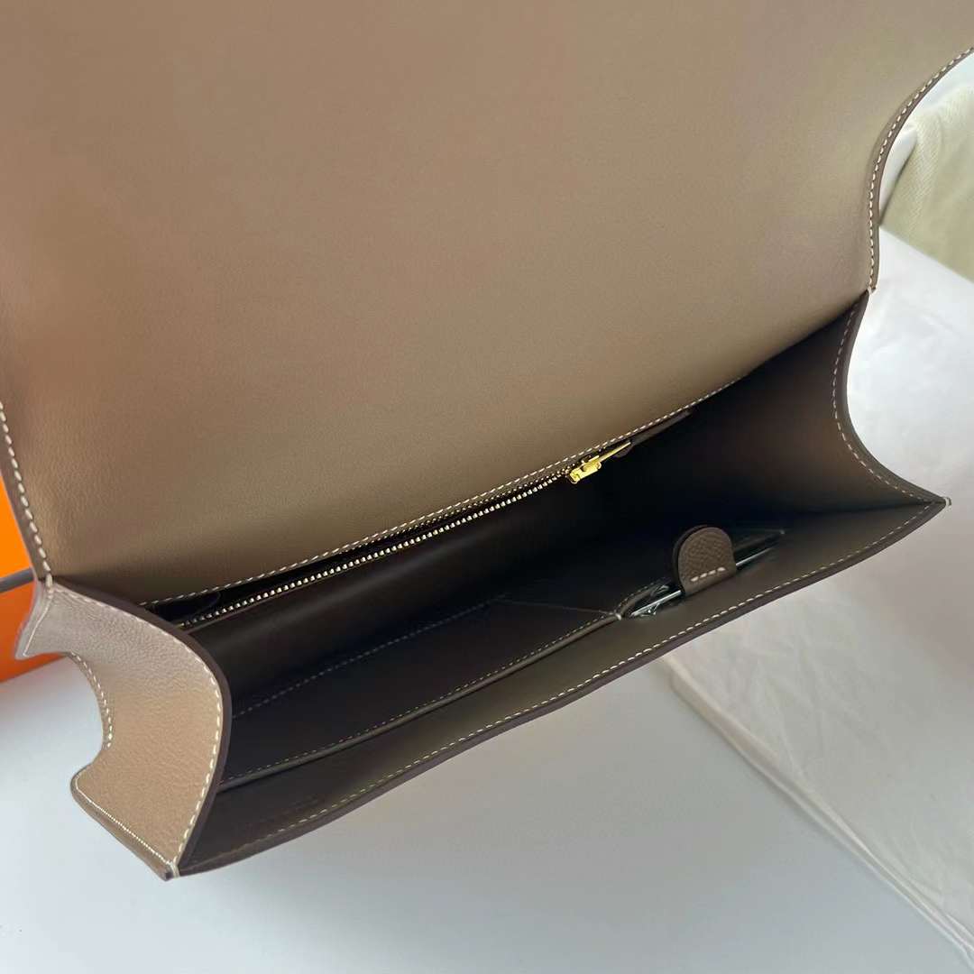 Hermès（爱马仕）Constance 空姐包 Epsom Ck18 大象灰 金扣 1-24cm 全手工蜡线缝制 Ghw