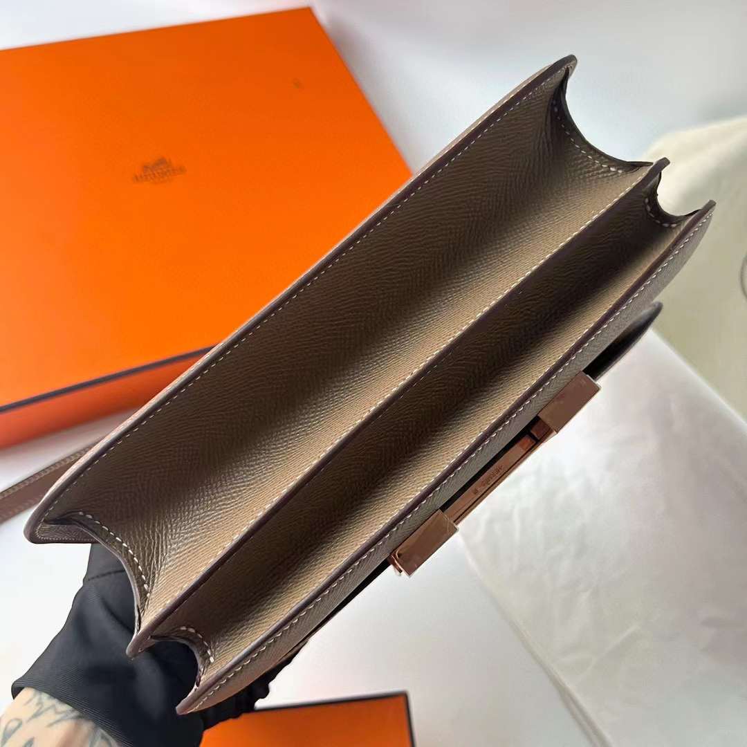 Hermès（爱马仕）Constance 空姐包 Epsom Ck18 大象灰 玫瑰金扣 24cm 全手工蜡线缝制 Rghw