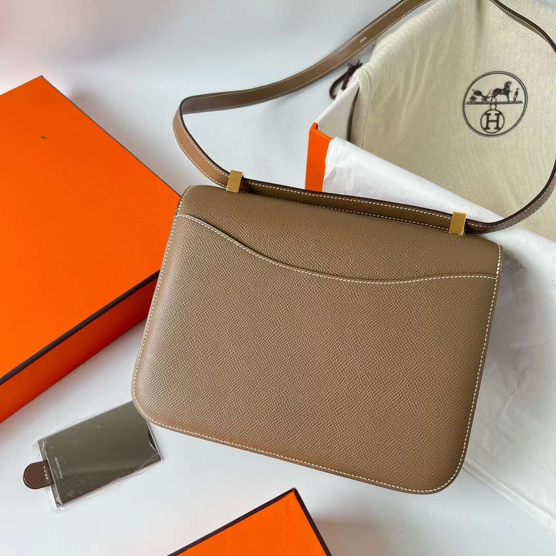 Hermès（爱马仕）Constance 空姐包 Epsom Ck18 大象灰 金扣 1-24cm 全手工蜡线缝制 Ghw