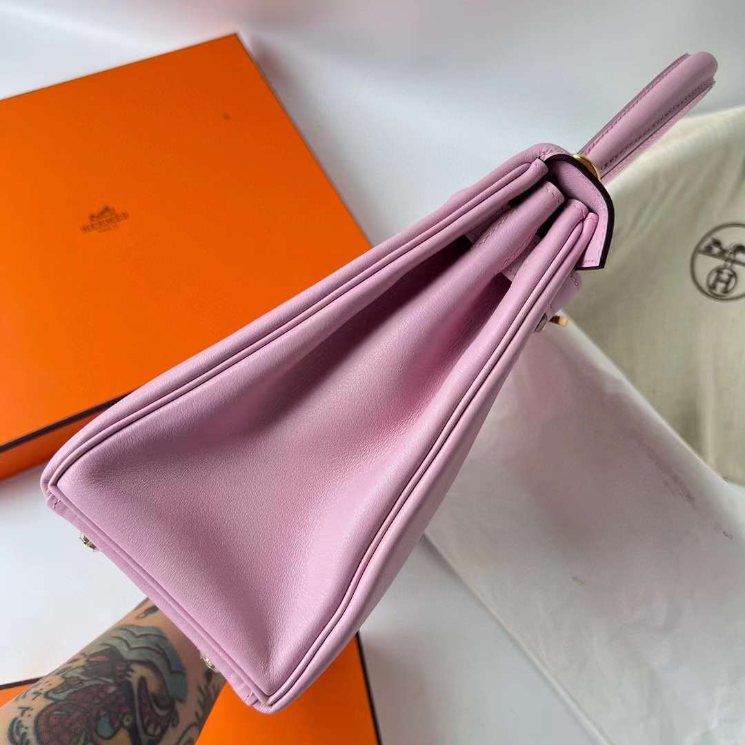 Hermès（爱马仕）Kelly 凯莉包 Swift X9 锦葵紫 金扣 28cm 全手工蜡线缝制 Ghw