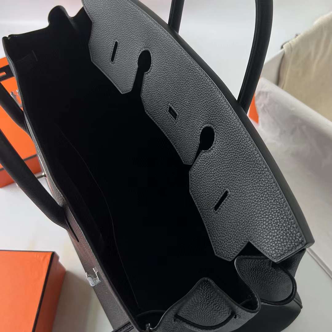 Hermès（爱马仕）Birkin 铂金包 Togo皮 进口德国小牛皮 Ck89 黑色 银扣 40cm 全手工蜡线缝制 Phw