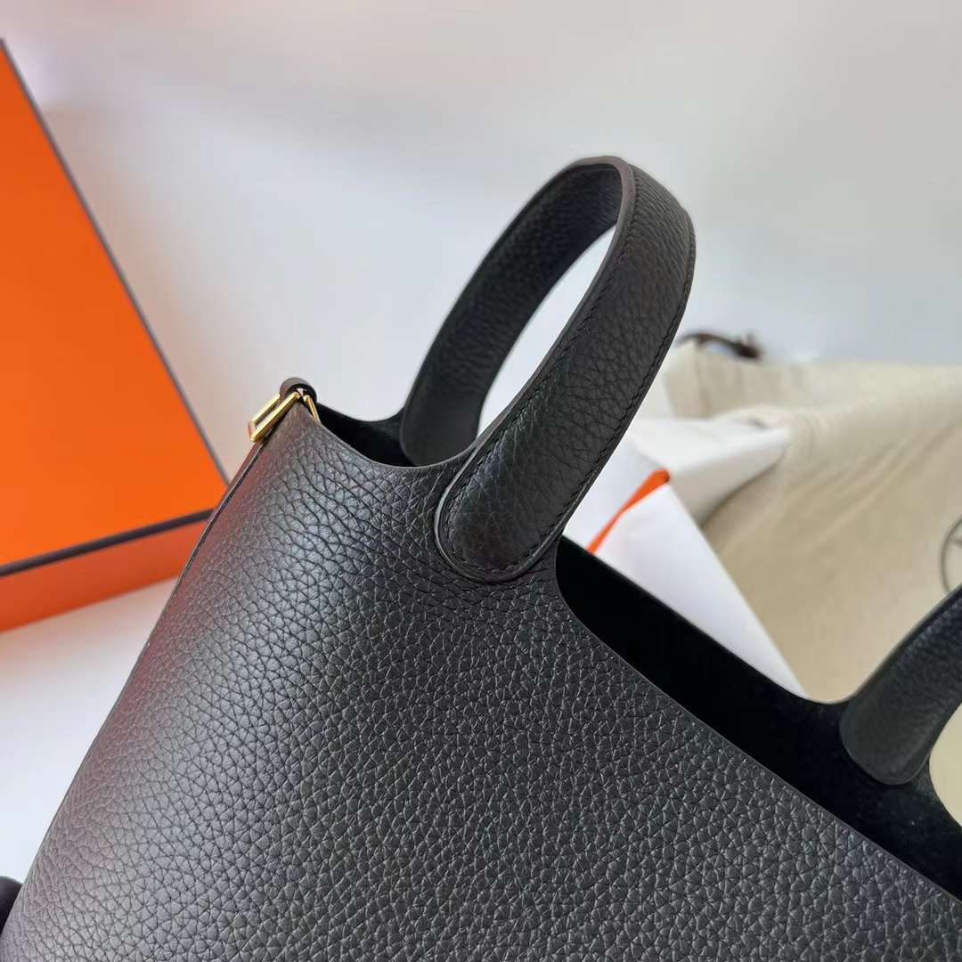 Hermès（爱马仕）Picotin 菜篮子 Clemence（御用原厂进口tc皮）Ck89 黑色 金扣 18cm 全手工蜡线缝制 Ghw