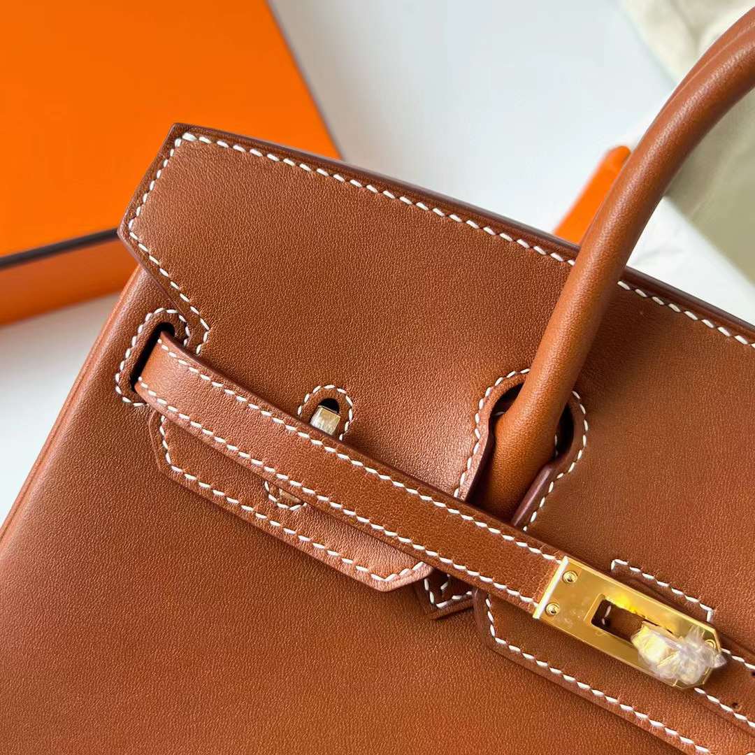 Hermès（爱马仕）Birkin 铂金包 Barenia 平纹马鞍皮 Cc34 原始棕色 金扣 25cm 全手工蜡线缝制 Ghw