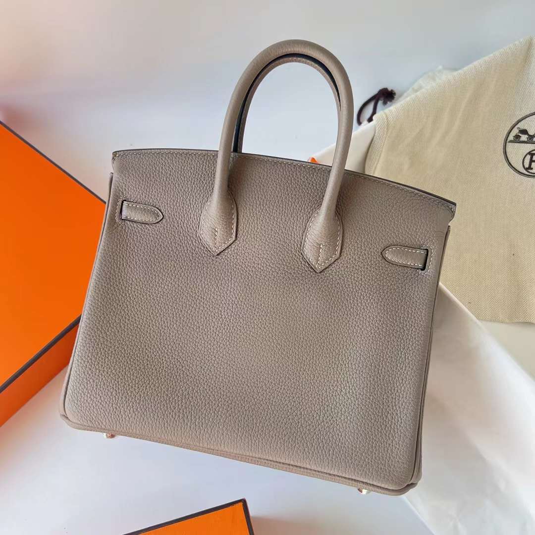 Hermès（爱马仕）Birkin 铂金包 Togo皮 进口德国小牛皮 M8 沥青灰 银扣 25cm 全手工蜡线缝制 Phw